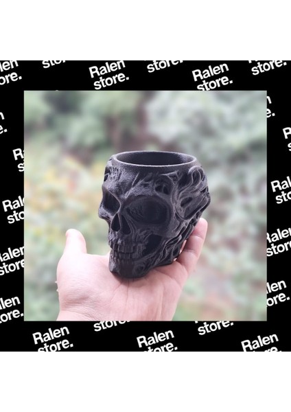 Gotik Siyah Kafatası Temalı Kalemlik | 10CM | Siyah ( Yüksek Kalite 3D Baskı Pla ) modelleri