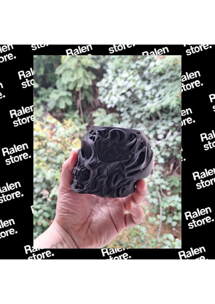 Gotik Siyah Kafatası Temalı Kalemlik | 10CM | Siyah ( Yüksek Kalite 3D Baskı Pla )