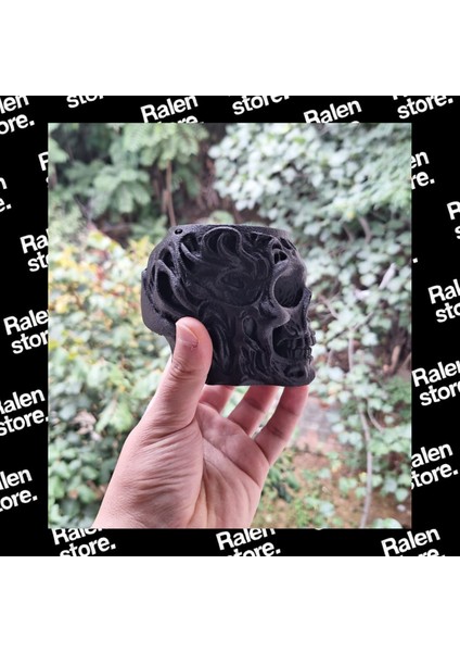 Gotik Siyah Kafatası Temalı Kalemlik | 10CM | Siyah ( Yüksek Kalite 3D Baskı Pla )