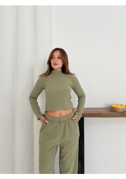 Balıkçı Yaka Örme Takım Mint modelleri