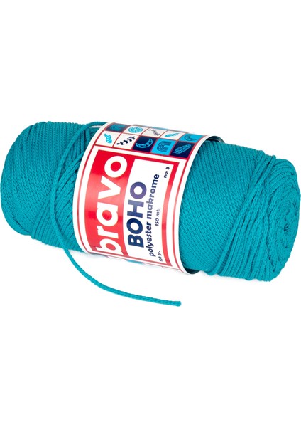 Boho Polyester Makrome İplik 100 gr 150 Metre 3 mm (Renk Kodu: 232)TURKUAZ