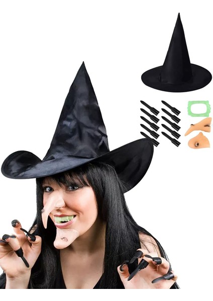 Cadı Şapkası Cadı Tırnakları Cadı Burnu Cadı Çenesi Cadı Diş Seti fiyatları