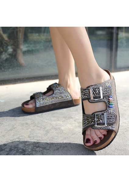 Edaj Kahverengi Nubuk Boncuk Işlemeli Terlik fırsatları