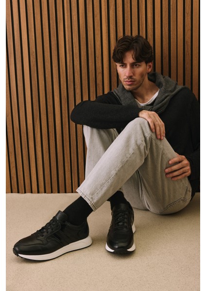 , Erkek Hakiki Deri Sneaker 1531026Z315 Siyah fiyatları