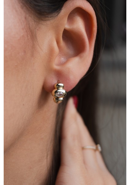 Zirkon Taşlı Minimal Çelik Küpe fırsatları