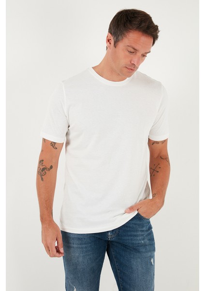 Yazı Detaylı Pamuklu Regular Fit Bisiklet Yaka T Shirt Erkek T Shirt 59020203 modelleri