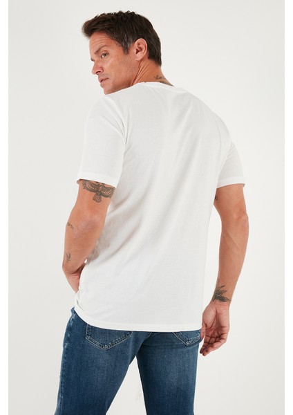 Yazı Detaylı Pamuklu Regular Fit Bisiklet Yaka T Shirt Erkek T Shirt 59020203