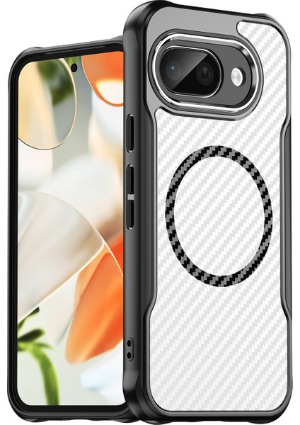 Google Pixel 9A Magsafe Telefon Kılıfı, Yarı Saydam Köşe Korumalı Karbon Fiber Ince Uyumlu Darbeye Dayanıklı Kılıf Google Pixel 9A (Yurt Dışından)