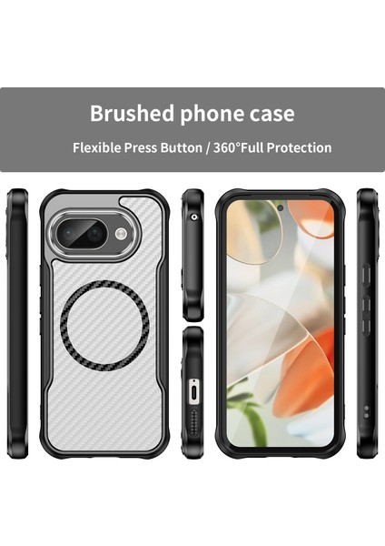 Google Pixel 9A Magsafe Telefon Kılıfı, Yarı Saydam Köşe Korumalı Karbon Fiber Ince Uyumlu Darbeye Dayanıklı Kılıf Google Pixel 9A (Yurt Dışından) modelleri