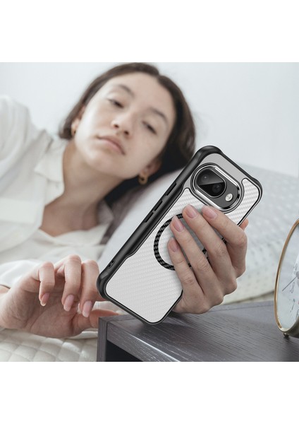 Google Pixel 9A Magsafe Telefon Kılıfı, Yarı Saydam Köşe Korumalı Karbon Fiber Ince Uyumlu Darbeye Dayanıklı Kılıf Google Pixel 9A (Yurt Dışından) fırsatları