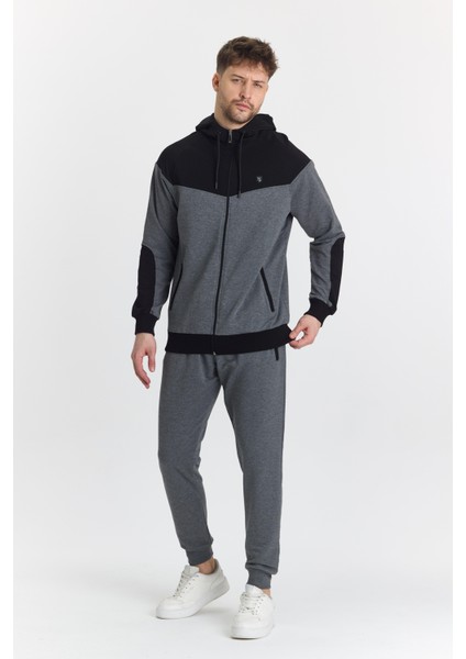 Pamuklu Kapüşonlu Antrasit Erkek Eşofman Takımı 5294-A indirimleri