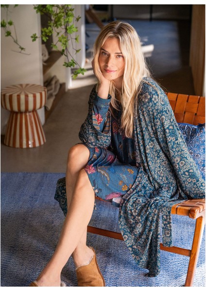 Naomi Mavi Viscose Kimono fiyatları