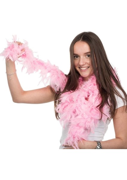 Pembe Renk Kabarık Kalın Otriş Boa Tüy 6 cm Genişlik 180-200 cm Uzunluk modelleri