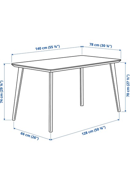 Lısabo Mutfak Masası Siyah 140 x 78 cm 4 Kişilik fiyatları