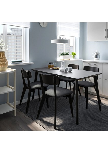 Lısabo Mutfak Masası Siyah 140 x 78 cm 4 Kişilik