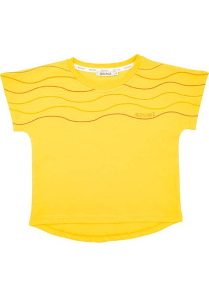 Organik Sarı Baskılı Yazlık Kız Çocuk Tshirt