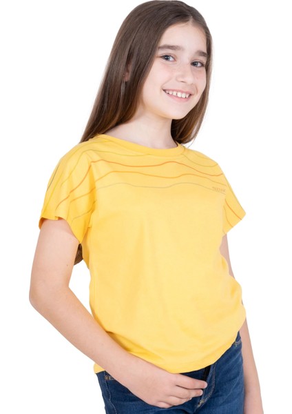 Organik Sarı Baskılı Yazlık Kız Çocuk Tshirt fiyatları