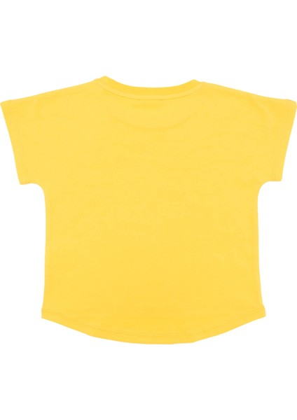 Organik Sarı Baskılı Yazlık Kız Çocuk Tshirt fırsatları
