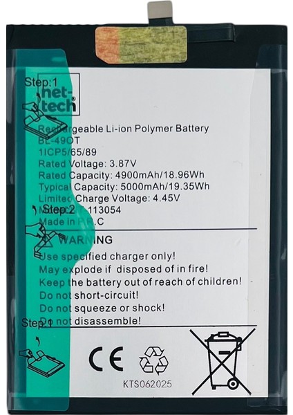 Teknonet Tecno Camon 20 Uyumlu Nettech BL-49OT 5000 Mah Batarya