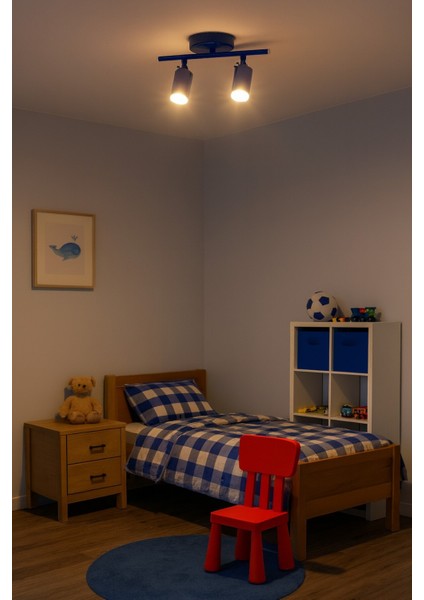 Spoti 2'li Mavi Renk (Gün Işığı) Modern Tasarım Cafe - Mutfak - Banyo Spot Ledli Sıralı Avize modelleri