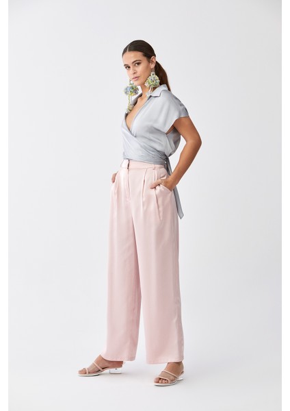 Bol Paça Cep Detaylı Pantolon Pudra Y2012077_055
