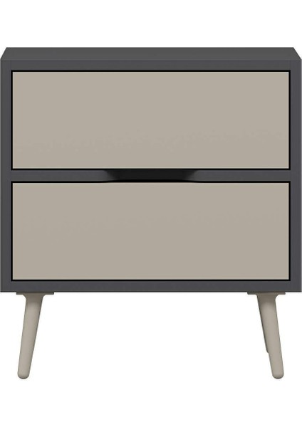 Elina Ayaklı 2 Çekmeceli Komodin - Antrasit/kumtaşı fırsatları