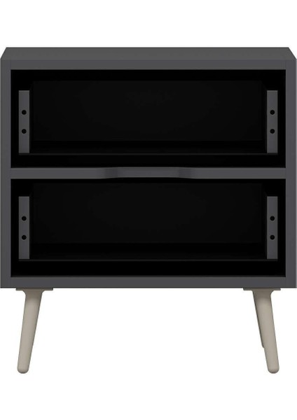 Elina Ayaklı 2 Çekmeceli Komodin - Antrasit/kumtaşı