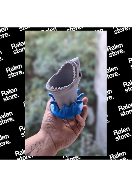Köpek Balığı Ağız Temalı Kalemlik | 12CM | Gri ( Yüksek Kalite 3D Baskı Pla ) fiyatları