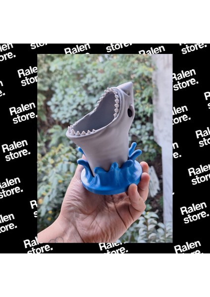 Köpek Balığı Ağız Temalı Kalemlik | 12CM | Gri ( Yüksek Kalite 3D Baskı Pla ) fırsatları