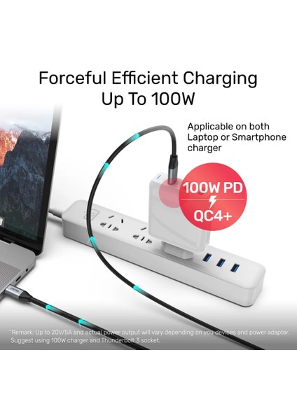 Unıtek Usb-C 3.2 Kablo 1mt 10GBPS 4K (C14082ABK)