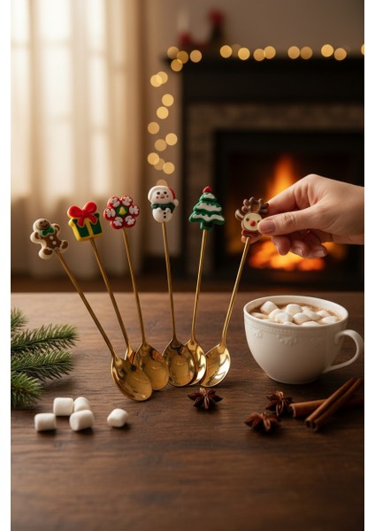Yeni Yıl 6'lı Mini Çay Kaşığı