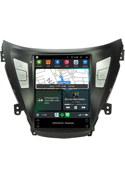 Hyundaı Elantra 2011-13 Tesla Uyumlu Androıd Multimedya Gerçek 2/32 Kablosuz Carplay Geri Görüş Kameralı