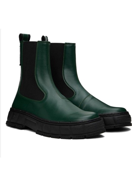 Virón Ssense Exclusive Yeşil 1997 Chelsea Botları ,el Yapımı Bilekte Biten Yeşil Suni Deri Botlar.