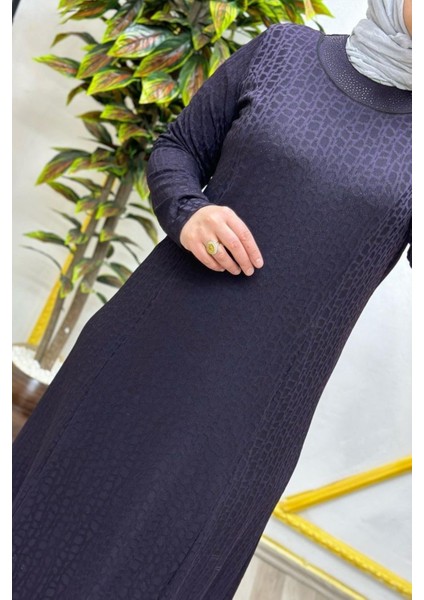 Kadın Tesettür Giyim Büyük Beden Jakarlı Elbise