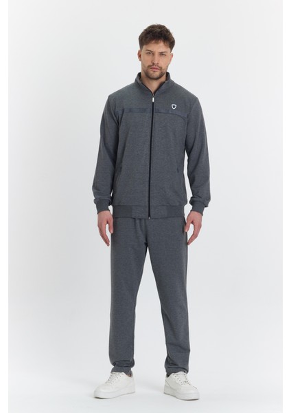 Erkek Pamuklu Tam Fermuarlı Eşofman Takımı Antrasit M. 201462-A