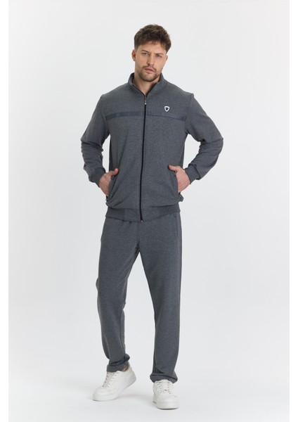 Erkek Pamuklu Tam Fermuarlı Eşofman Takımı Antrasit M. 201462-A fırsatları