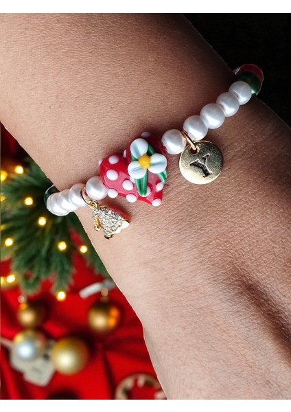 Yılbaşı Temalı Cam Murano, Yeni Yıl Şapkası Detaylı Bileklik