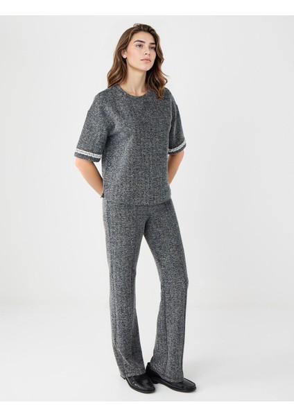 Antrasit Melanj Normal Bel Normal Paça Örme Pantolon fiyatları