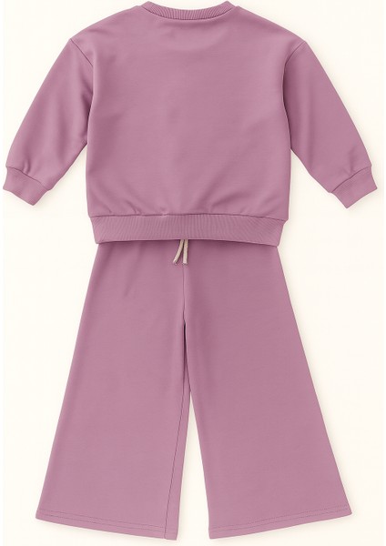 Kız Çocuk Eşofman Takımı Lila Fiyonk Desenli 3 Iplik Pamuklu Kız Çocuk Eşofman Takımı – Rahat Kalıp, Mevsimlik fırsatları