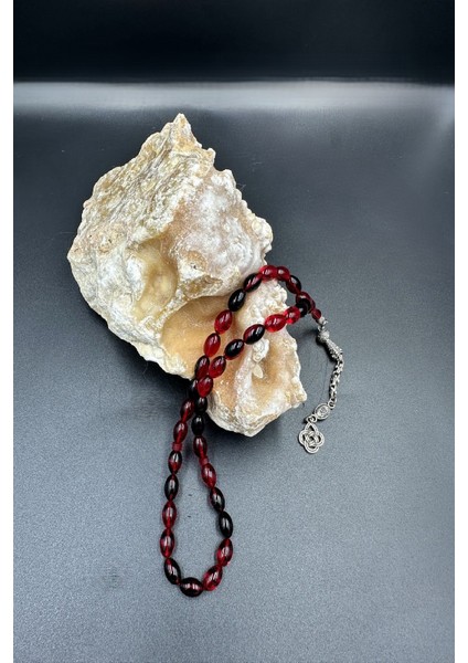 Siyah Kırmızı Ateş Kehribar Tespih