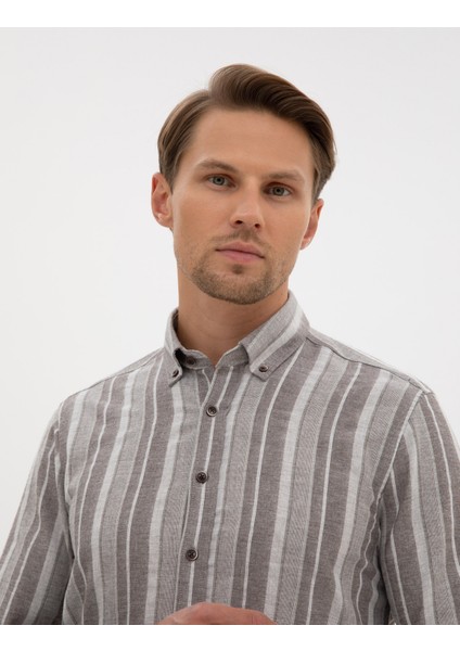 Erkek Vizon Regular Fit Uzun Kollu Gömlek 50312328-VR052 fiyatları