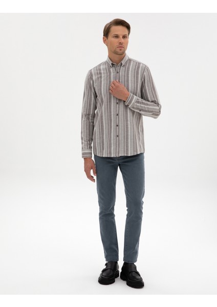 Erkek Vizon Regular Fit Uzun Kollu Gömlek 50312328-VR052 fırsatları
