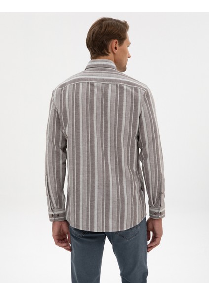 Erkek Vizon Regular Fit Uzun Kollu Gömlek 50312328-VR052 indirimleri