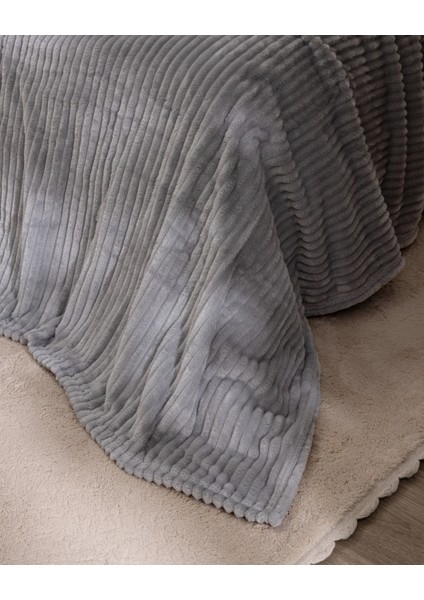 Corbeau Çift Kişilik Welsoft Düz Battaniye - Gri fırsatları