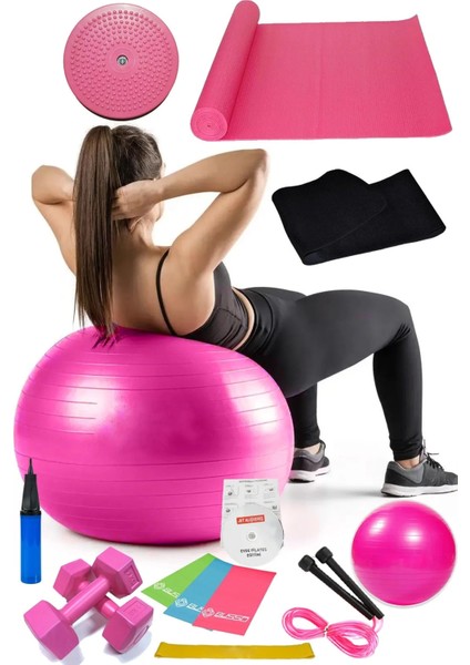 14 Lü Pilates Seti Topu 3 Lü Pilates Bandı Dambıl Minder Atlama Ipi Twister Aerobik Termal Kemer modelleri