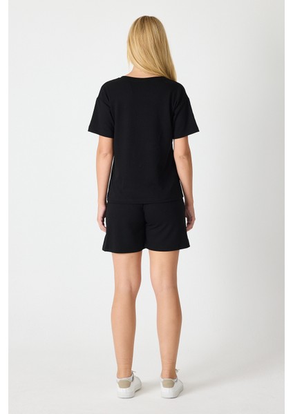 Kadın V Yaka Kısa Kol Şort Takım 2996 indirimleri
