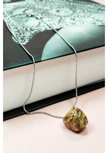 Jasper Doğal Taşı Zincirli El Yapımı Kolye Uç: 2 cm Zincir: 20 cm Kutulu modelleri