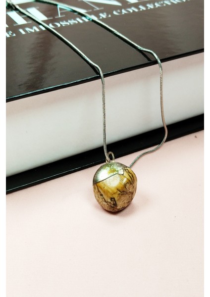 Jasper Doğal Taşı Zincirli El Yapımı Kolye Uç: 2 cm Zincir: 20 cm Kutulu indirimleri