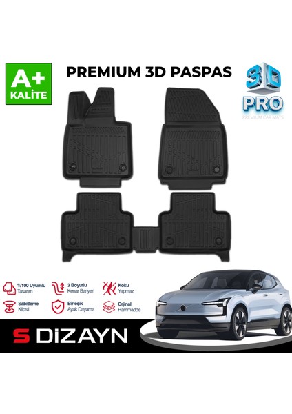Volvo EX30 3D Pro Havuzlu Paspas 2025 Üzeri A+ Kalite
