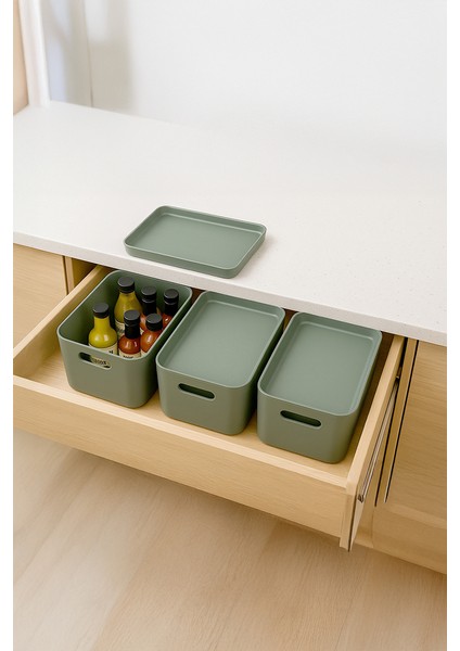 Linea 6 Parça Dolap Içi Mutfak Çocuk Odası Raf Düzenleyici Saklama Kutusu -Yeşil fırsatları